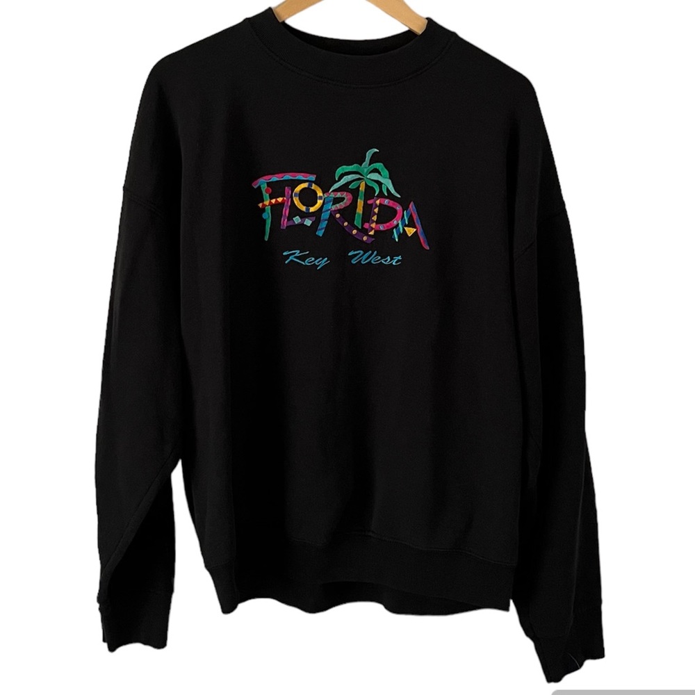 Florida Vintage Black Sweatshirt With Embroidered FLORIDA On It Size XL